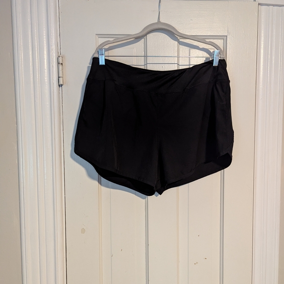 ZELOS Pants - Zelos Womens Size XL Athletic Shorts Attached Underwear Black Nylon Stretch